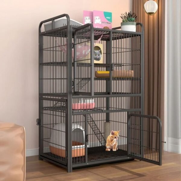 6298272a68dc66796dcebf70f4b841af.jpg_720x720q80 3 Level Large Space Pet Cage Foldable with 4 Wheels