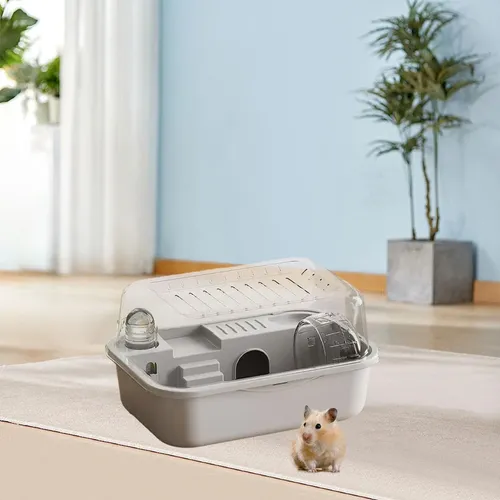 Hamster Cage Double clear pet cage panoramic view cage Hamsters Cage with Running Wheel Water