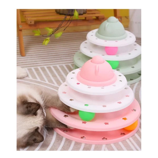 my-11134207-23010-105rxfo635lve9.webp Cat Toy Spinning Toy Balls Cat Tower Toy With Ball 4 Layer Mainan Bola Kucing