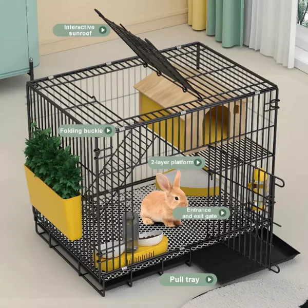 my-11134207-7rask-manzdocd1ywme5.webp Cat Cage 1 Level with Tray Hamster Cage Rabbit Cage Foldable